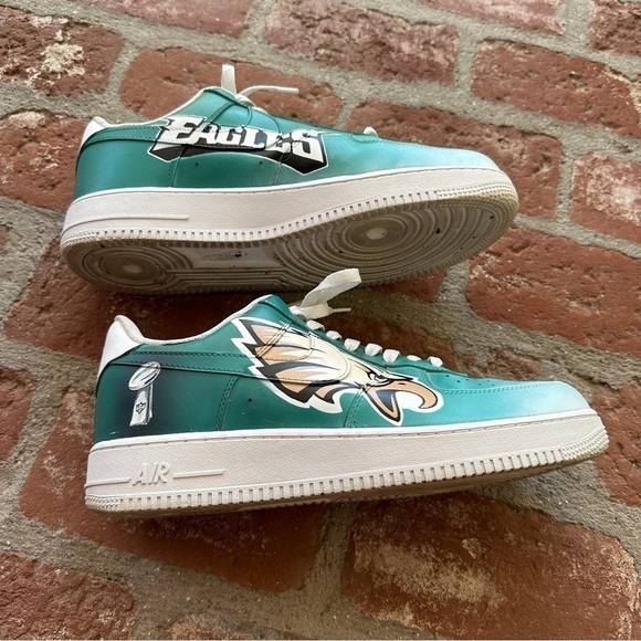 Custom NFL Philadelphia Eagles Air Force 1 Super Bowl Football Shoes men sz 12.5 - Picture 7 of 15
